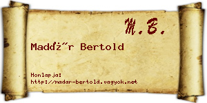 Madár Bertold névjegykártya